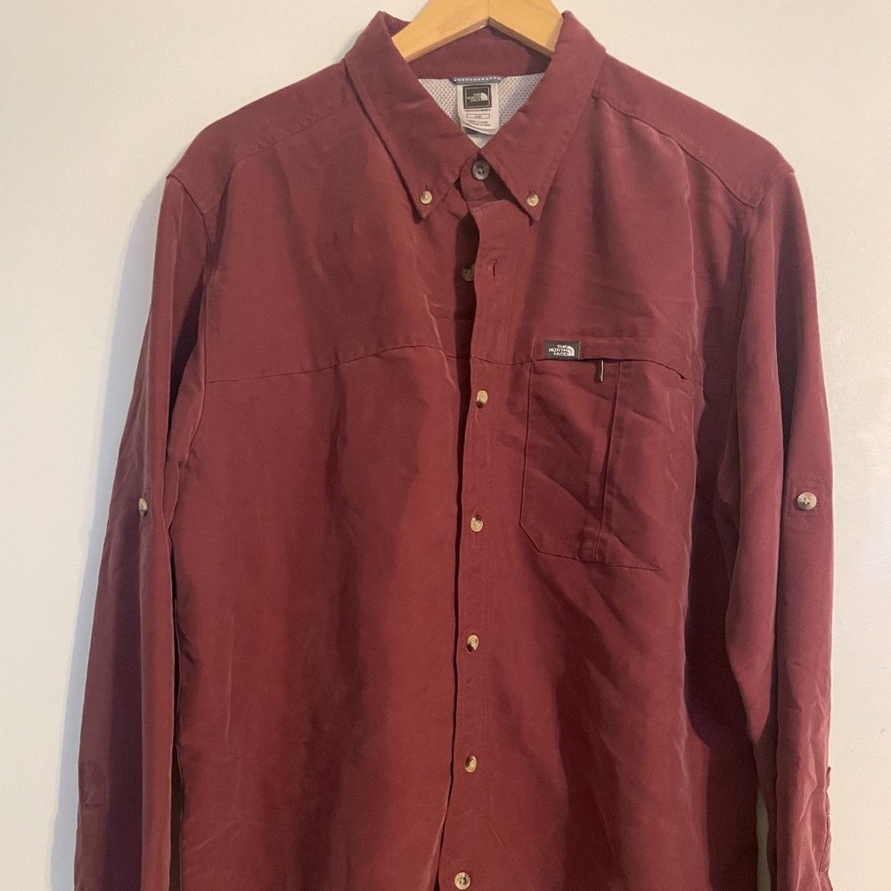 The North Face maroon long sleeve button down size L